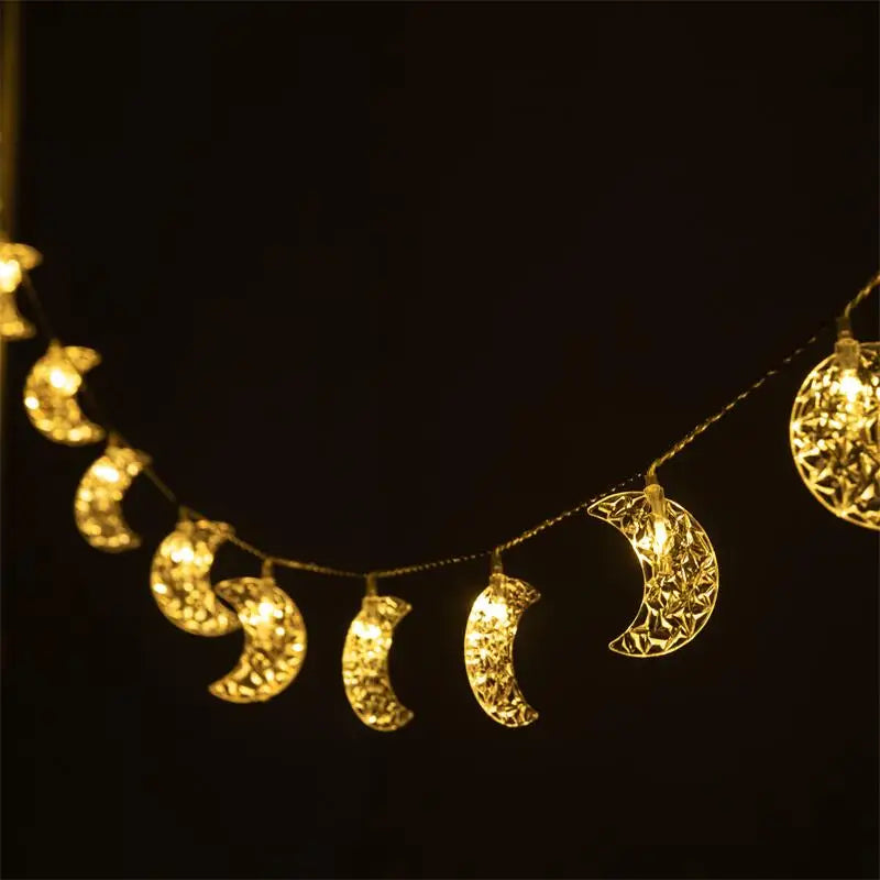 13Ft Ramadan  Moon String Lights  20 LED Fairy Lights Battery Operated with 2 Modes Indoor Twinkle  Eid  Decorations