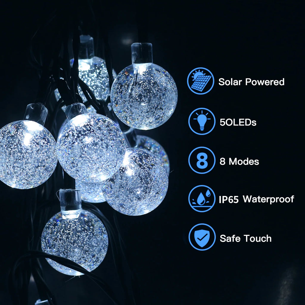 Solar String Lights Outdoor Indoor Globe Ball with 8 Lighting Modes for Garden Wedding Party Patio Holiday Decor