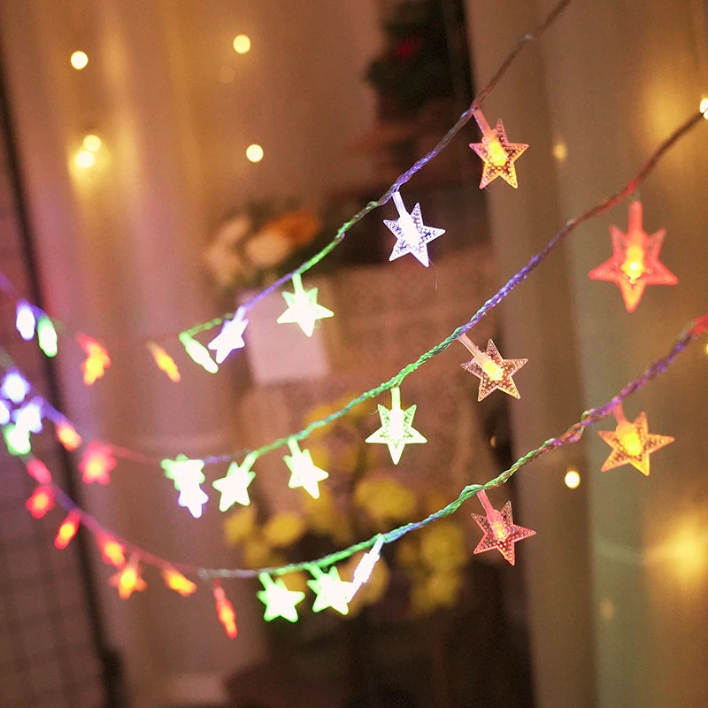 Christmas Star Lights Battery Operated Star Fairy Lights Twinkle String Lights for Outdoor Indoor Bedroom Party Holiday