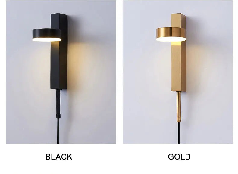 Led indoor wall lamps rotation dimming switch led wall light modern stai wall deco wall sconce livingroom golden led luminaire