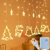 3.5M LED Christmas Curtain Lights String 220V EU Plug Home Indoor Decor Fairy Lights 8 Mode Xmas Garland Lamp for Wedding Party