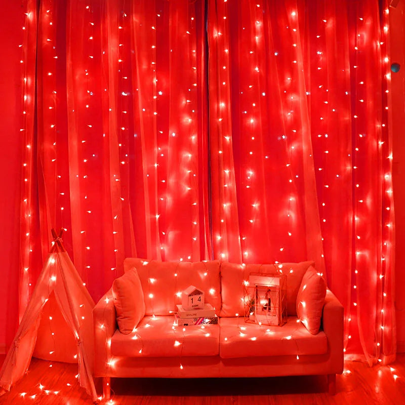 3*3m 300 LED Window Curtain Christmas Decoration Fairy Lights for Wedding Party Home House Decorate