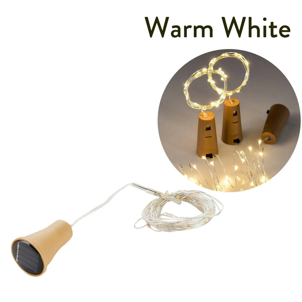 2M Solar LED String Fairy Lights Copper Cork Wire Wine Bottle Home Party Wedding Christmas Decoration Lamp