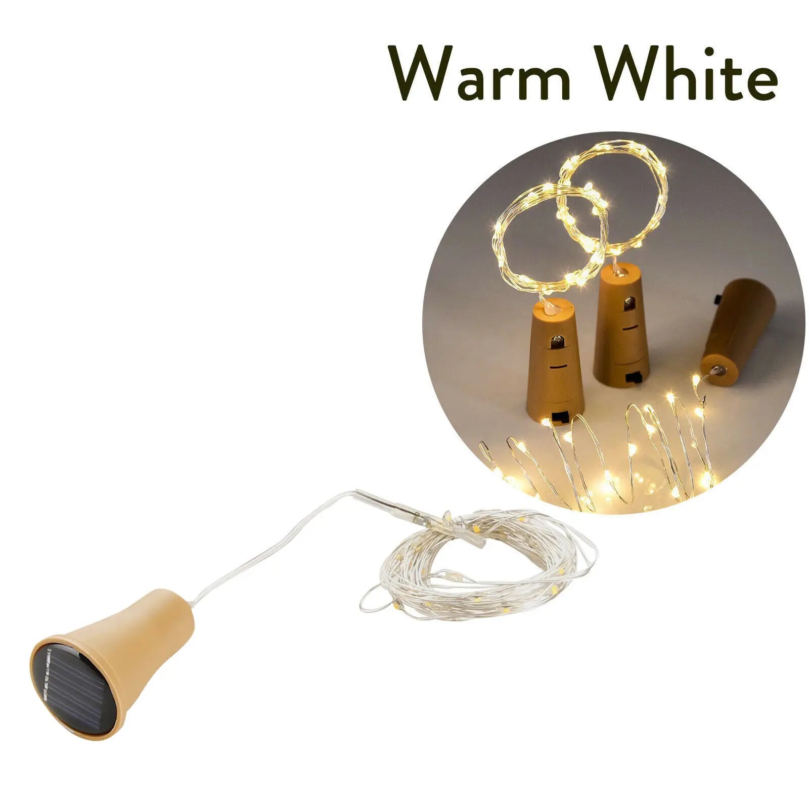 2M Solar LED String Fairy Lights Copper Cork Wire Wine Bottle Home Party Wedding Christmas Decoration Lamp
