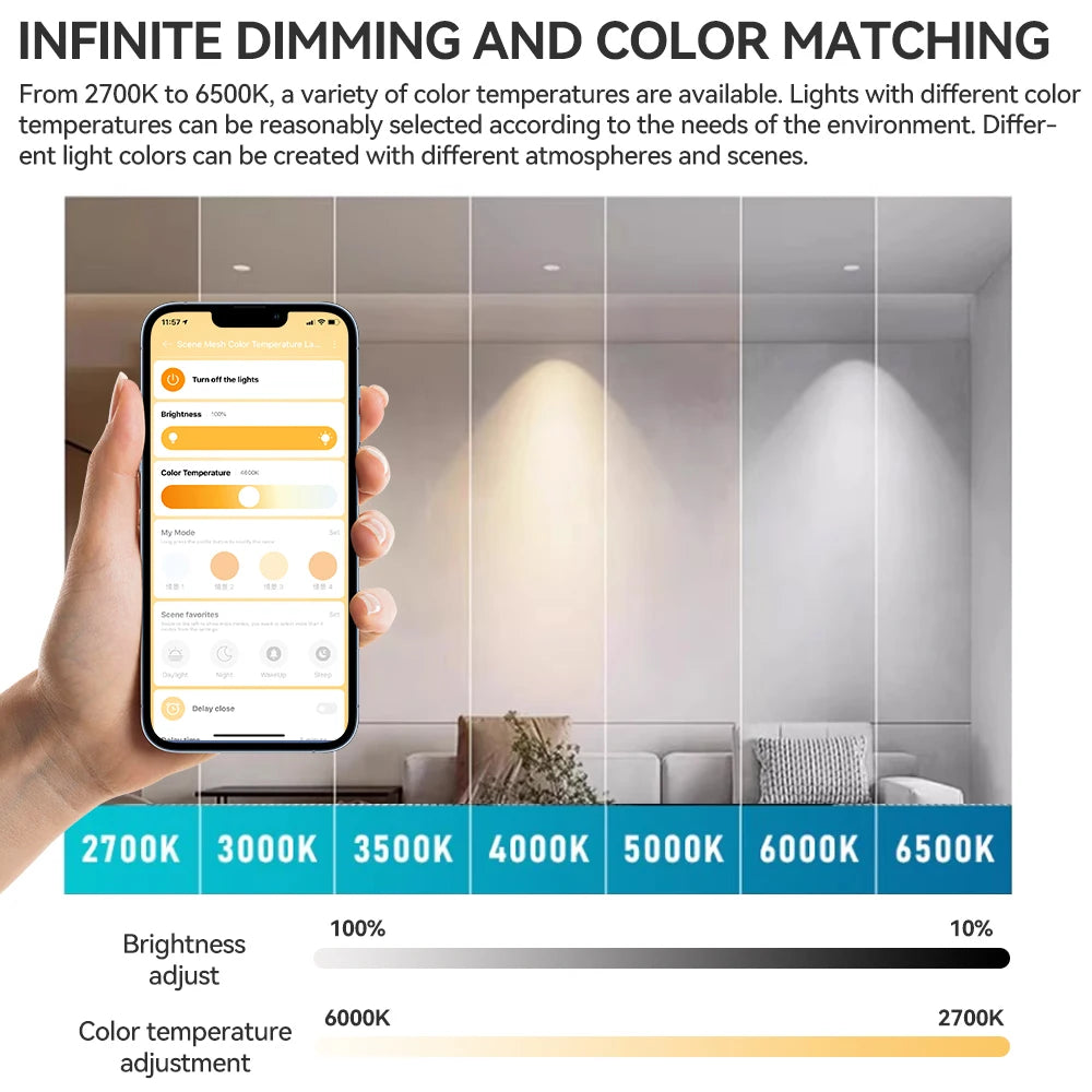 Indoor Led Downlight Miji Smart Home Lighting Cob Downlight Led Recessed Lighting Spot Lights COB Aluminum 12W 2700-6500K 220V