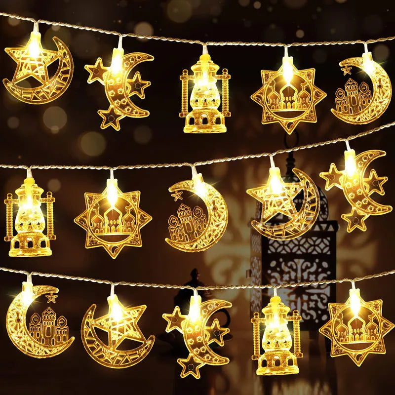 3M 6M 1.5M LED String Lights Ramadan Star Moon Fairy Lights for Christmas Eid Mubarak Decorations IP44 Rated Festive Home Decor