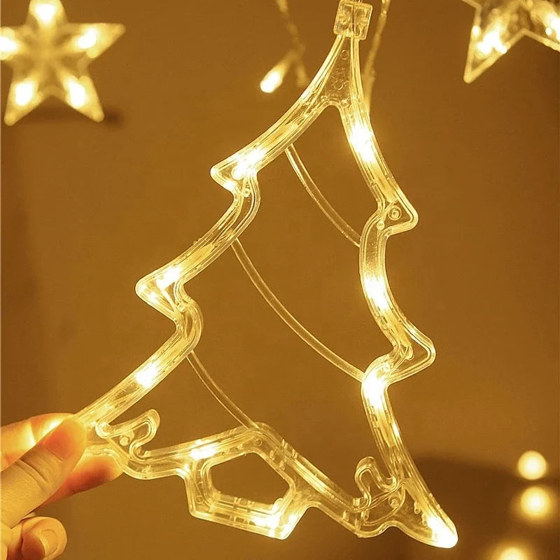 3.5M LED Christmas Curtain Lights String 220V EU Plug Home Indoor Decor Fairy Lights 8 Mode Xmas Garland Lamp for Wedding Party