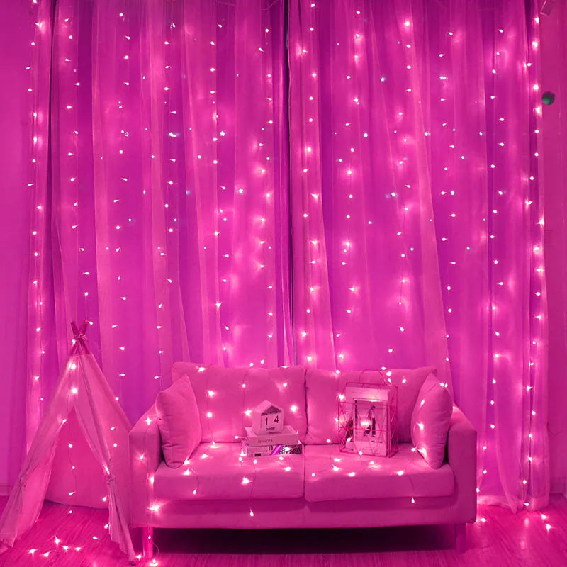 3*3m 300 LED Window Curtain Christmas Decoration Fairy Lights for Wedding Party Home House Decorate