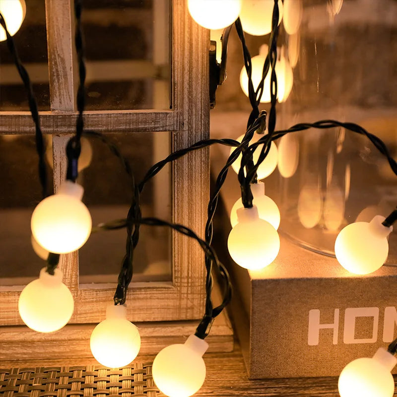 Solar String Lights Outdoor Waterproof White Ball with 8 Lighting Modes for Garden Wedding Party Patio Holiday Decor