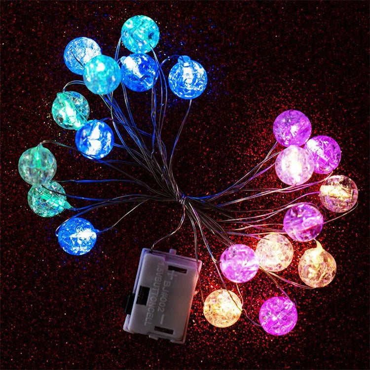 LED Power Cracked Bead Blossom Flower Garland LED String Fairy Lights Crystal Flowers Yard Lamp Wedding Decoration