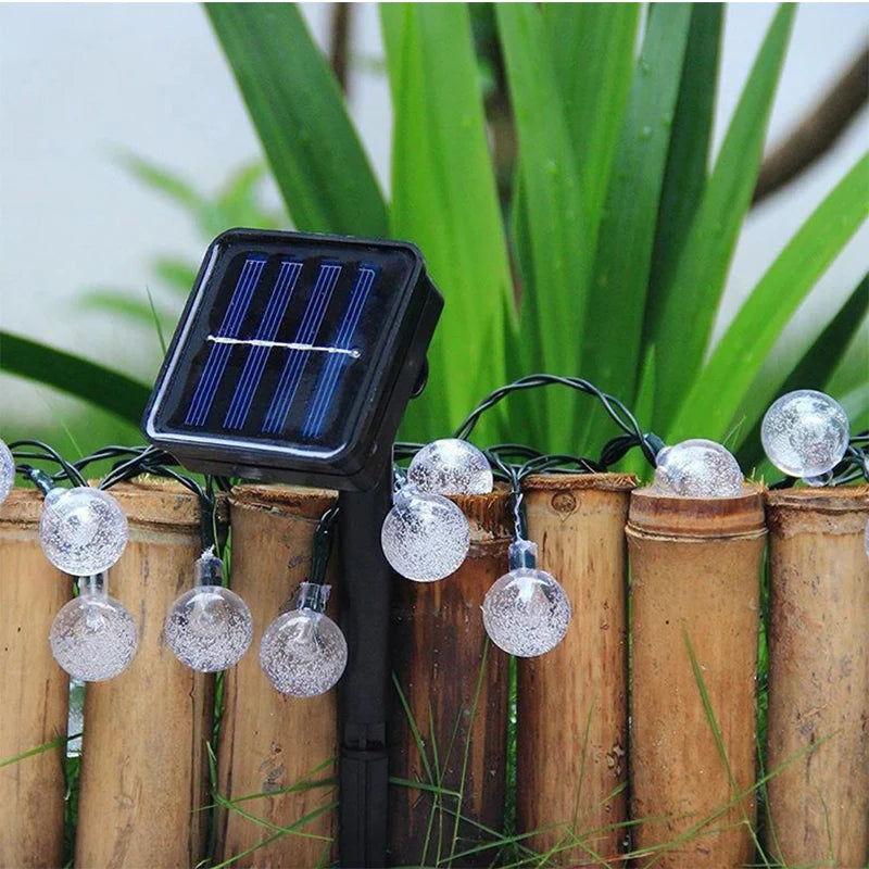 Outdoor Solar String Lights 50LED Crystal Globe Balls Patio Lights with 8 Modes Waterproof Led fairy Lights for Garden Christmas