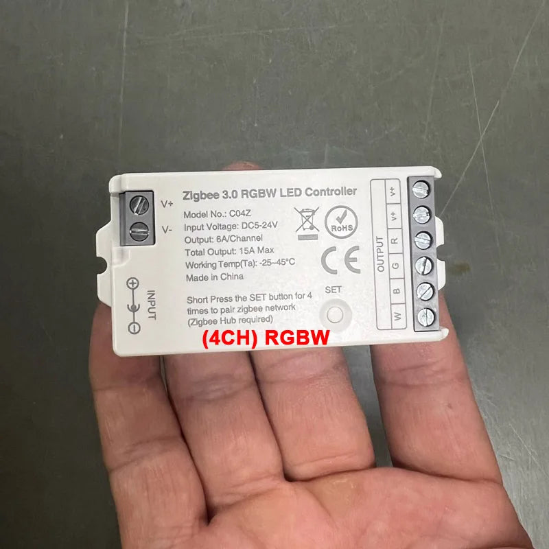 LEDEAST C04Z 4CH Tuya RGBW LED Controller DC5-24V 15A Voice Control Smart Home Lighting Zigbee 3.0 Dual White LED Controller