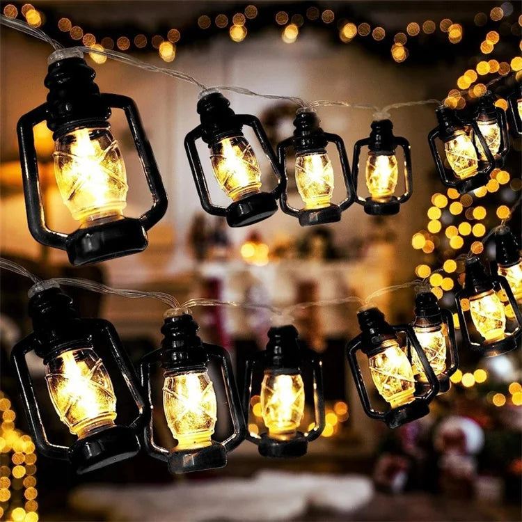 10/20 Led Fairy Lights Retro Kerosene Lamp LED String Lights Christmas Light Battery Powered Outdoor Yard Home Party Decoration