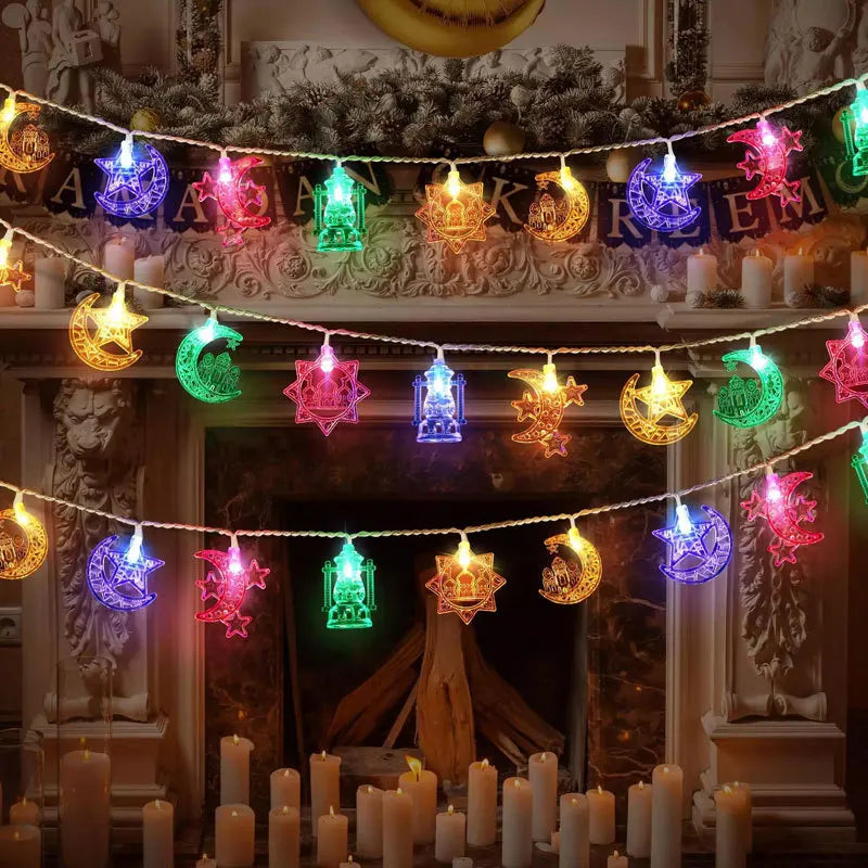 3M 6M 1.5M LED String Lights Ramadan Star Moon Fairy Lights for Christmas Eid Mubarak Decorations IP44 Rated Festive Home Decor