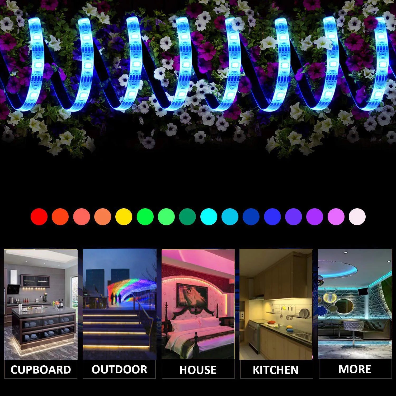 Waterproof RGB Solar Powered LED Strip Light Outdoor Garden Tape String Lights Fairy Lights for Christmas Party Decor