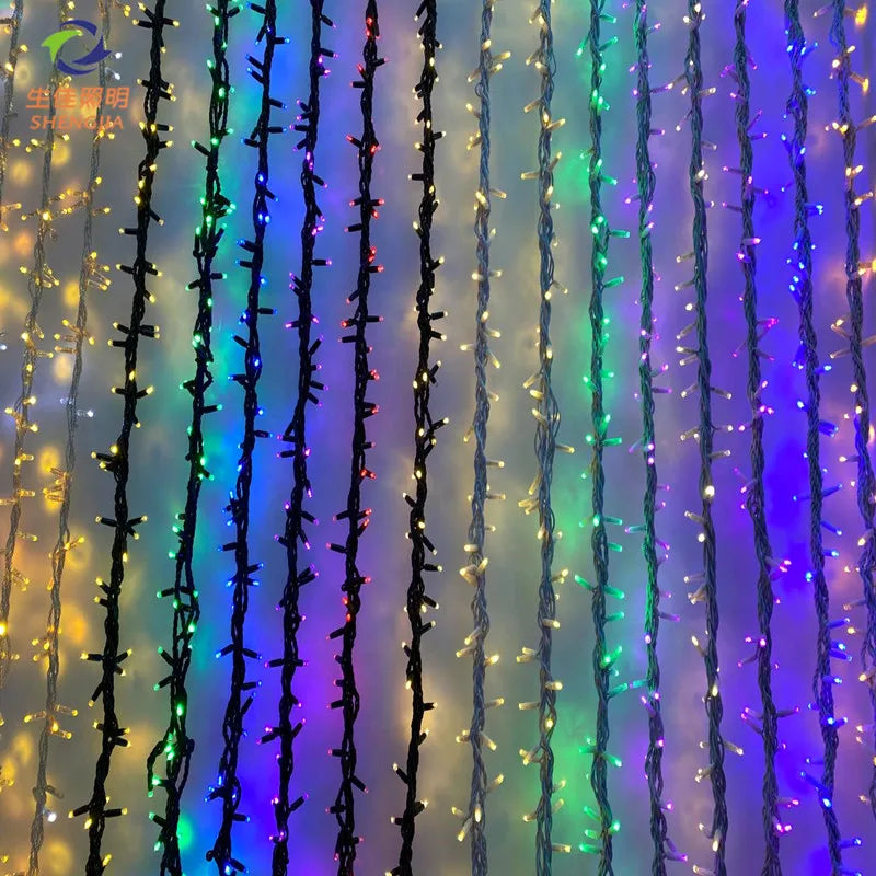 Wholesale 10m Plastic Christmas Wedding Outdoor IP65 Cascading Falling Drop LED Fairy Lights Tree Decoration