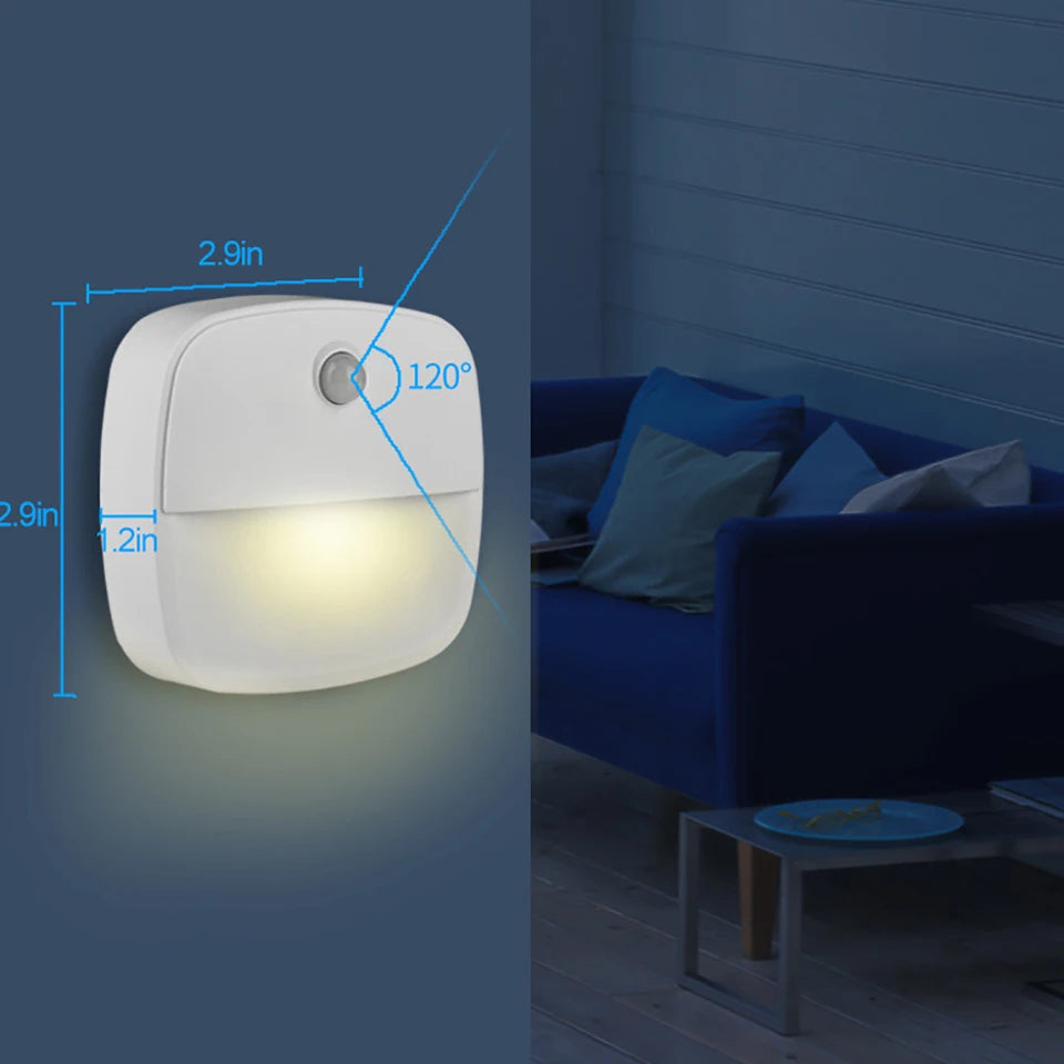 Smart Motion Sensor Night Light Battery Operated LED Lamp for Bedside Kids Bedroom Hallway Pathway Toilet - Automatic Lighting