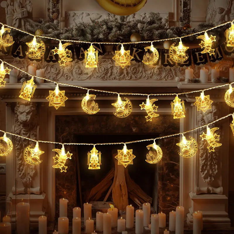 3M 6M 1.5M LED String Lights Ramadan Star Moon Fairy Lights for Christmas Eid Mubarak Decorations IP44 Rated Festive Home Decor