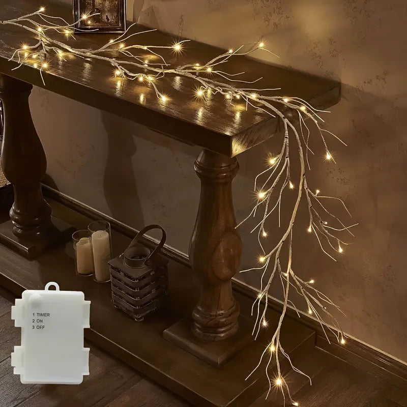 6ft Willow Light Faux Branch Vine Lights with 48 LEDs, Battery Operated with Timer, Fairy Lights for Christmas
