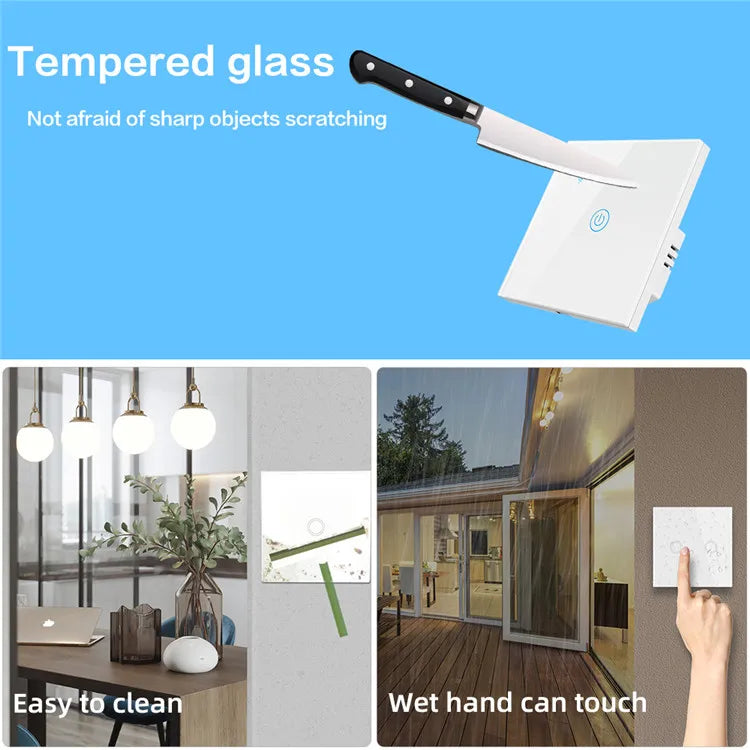 Touch Panel Wall Wifi Smart Home Lighting Timing Switch Voice Control 1 Button Black/Golden/White With APP Alexa Use