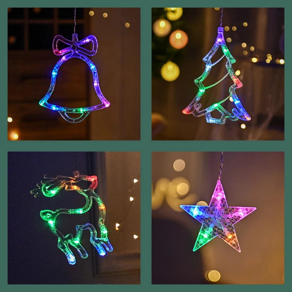 3.5M LED Christmas Curtain Lights String 220V EU Plug Home Indoor Decor Fairy Lights 8 Mode Xmas Garland Lamp for Wedding Party