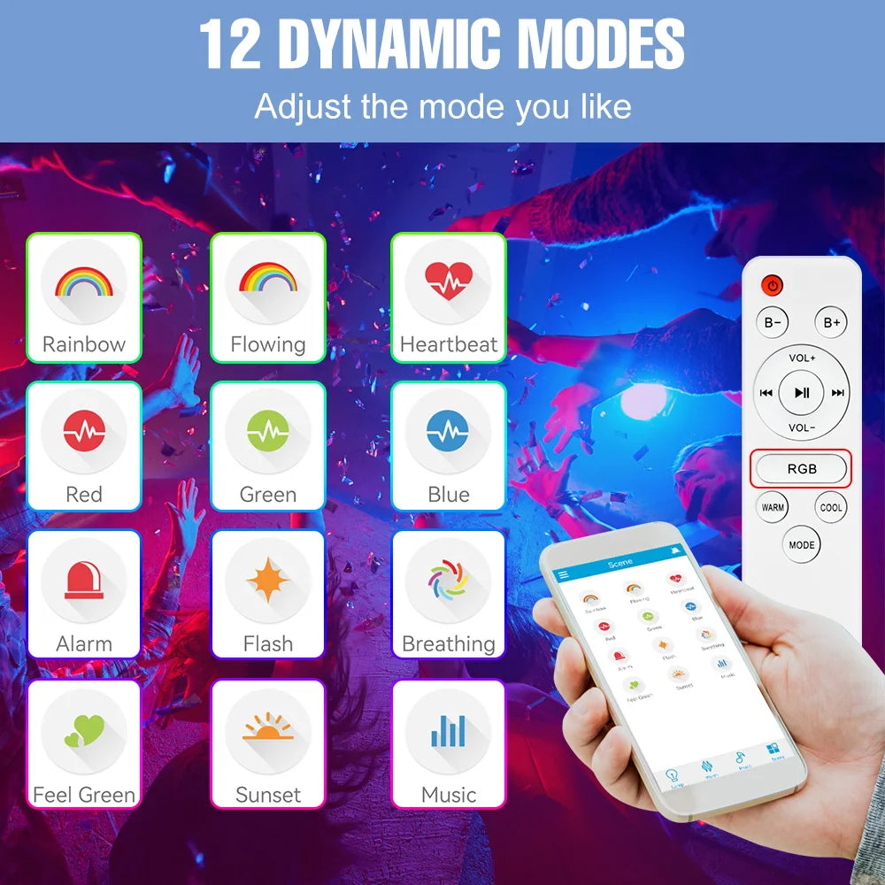 100W RGB Smart Lamp LED Ceiling Lights With Speakers Bluetooth Connection APP Remote Control For Home Bedroom Decoration Party