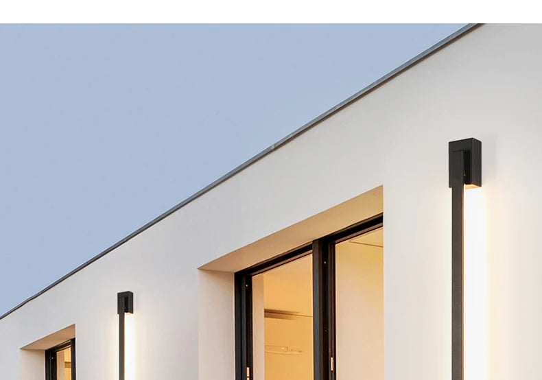 Smart Dimmable Outdoor Wall Light Black Modern LED Lamp IP65 Waterproof via APP Control for Garden Home