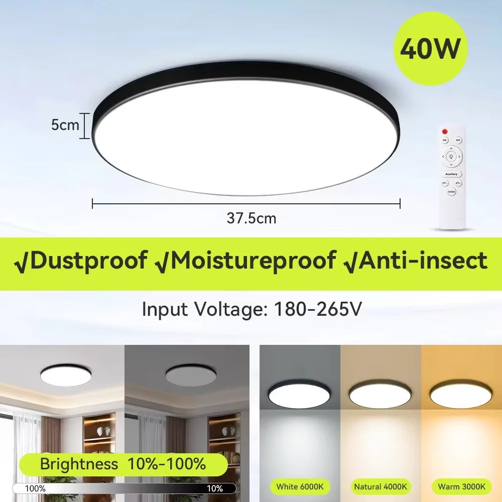 Smart Led Ceiling Light with Remote Control 3 Colors Dimmable Ceiling Lights Ultrathin Panel Lamps Bedroom Kitchen Ceiling Lamp