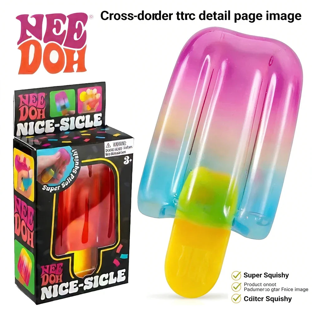 Needoh Nice Cream Cone Colorful Ice Cream Shaped Sensory Stress Reliever Fidget Tool for Anxiety & Focus for Adults & Kids##