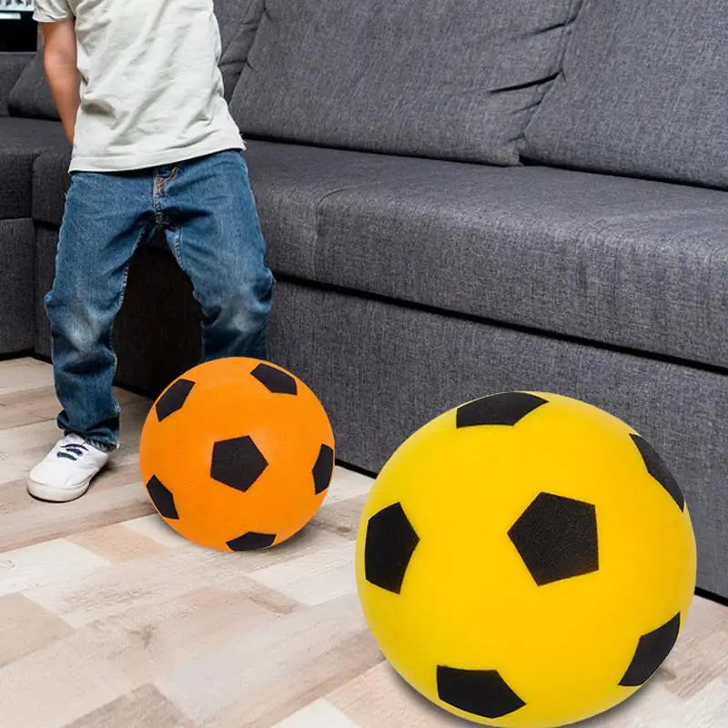 Silent Indoor PU Foam Football, 3 Colors Flexible Home Training Soccer Ball With Net Pocket Sports Skill Practice Equipment