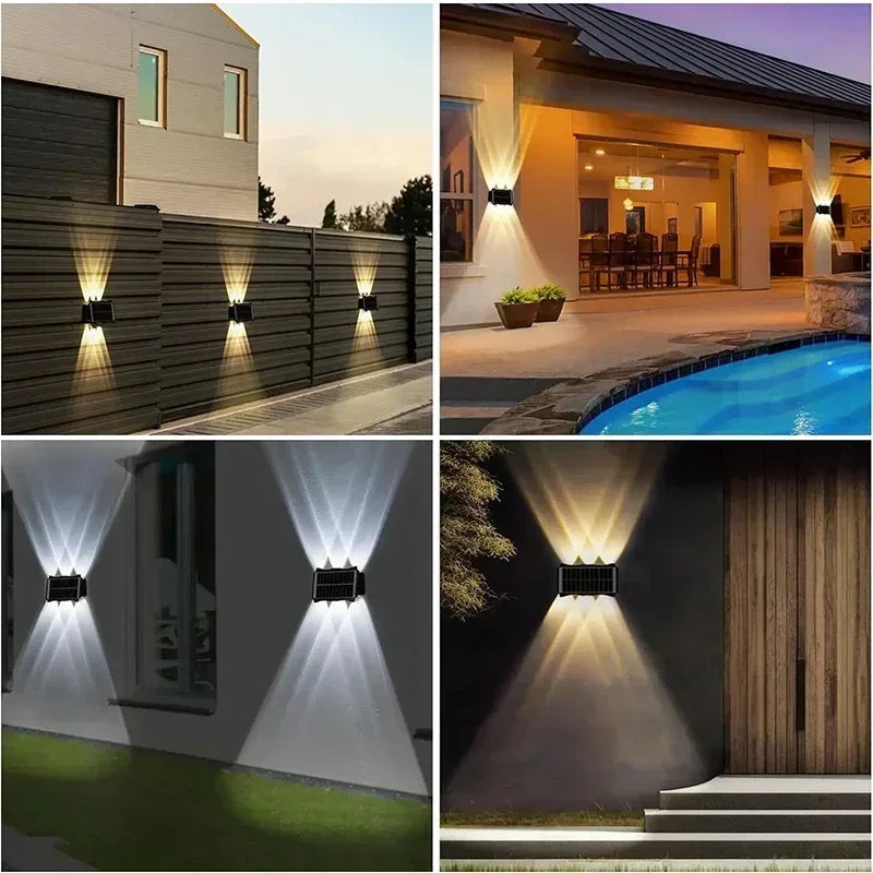 Solar Wall Washer Light Up and Down Lighting Outdoor Solar Fence Lights Waterproof Wall Lamp for Yard Garage Walkway Porch Decor