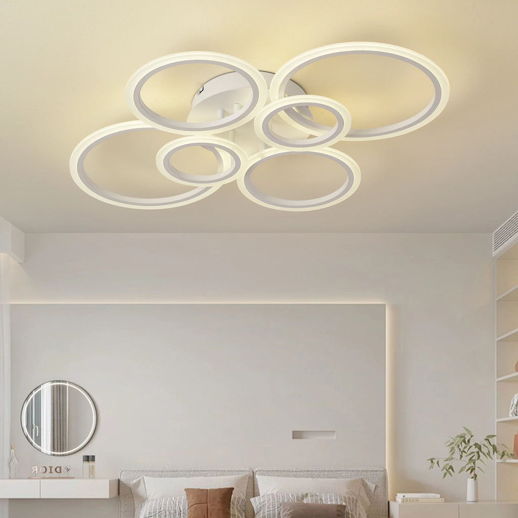 Modern Ring LED Ceiling Light Indoor Lighting Glossy Acrylic Dimmable Light Bedroom Living Room Ceiling Light Modern Home Decor