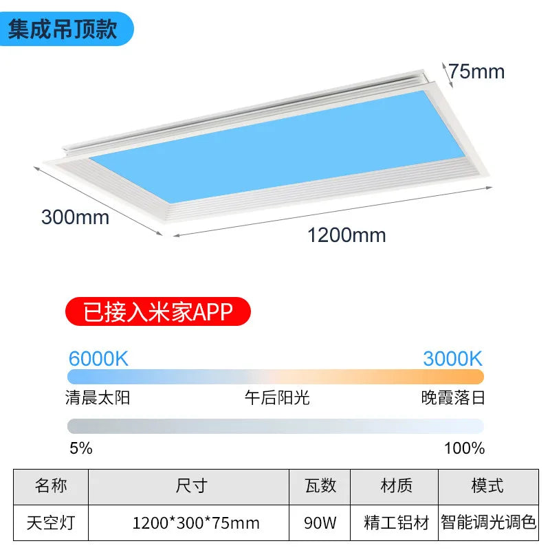 Modern Smart Integrated LED Ceiling Light Sky Blue Clouds Effect Daylight Simulation for Kitchen Home Lighting Room Decor
