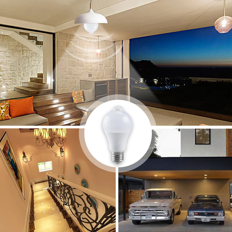 Motion Sensor Night Light Bulbs E27 B22 Motion Activated Dusk to Dawn Security Bulb Night Lamp for Garage Porch Stairs Hallway