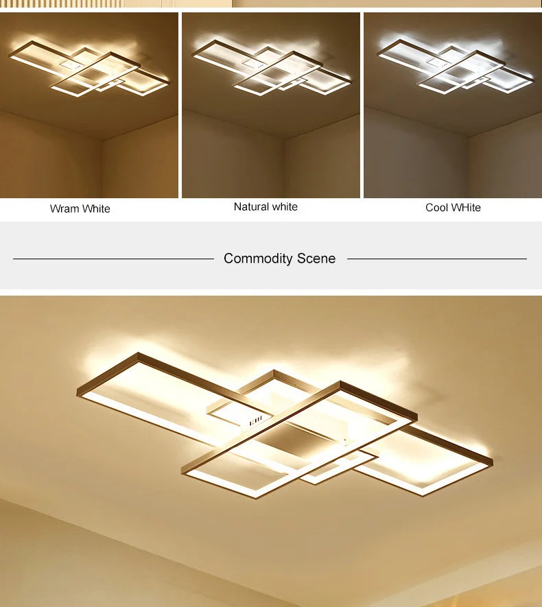 Smart Home Alexa Rectangle Aluminum Modern Led Ceiling Lights For Living Room Bedroom 85-265V White/Black Ceiling Lamp Fixtures