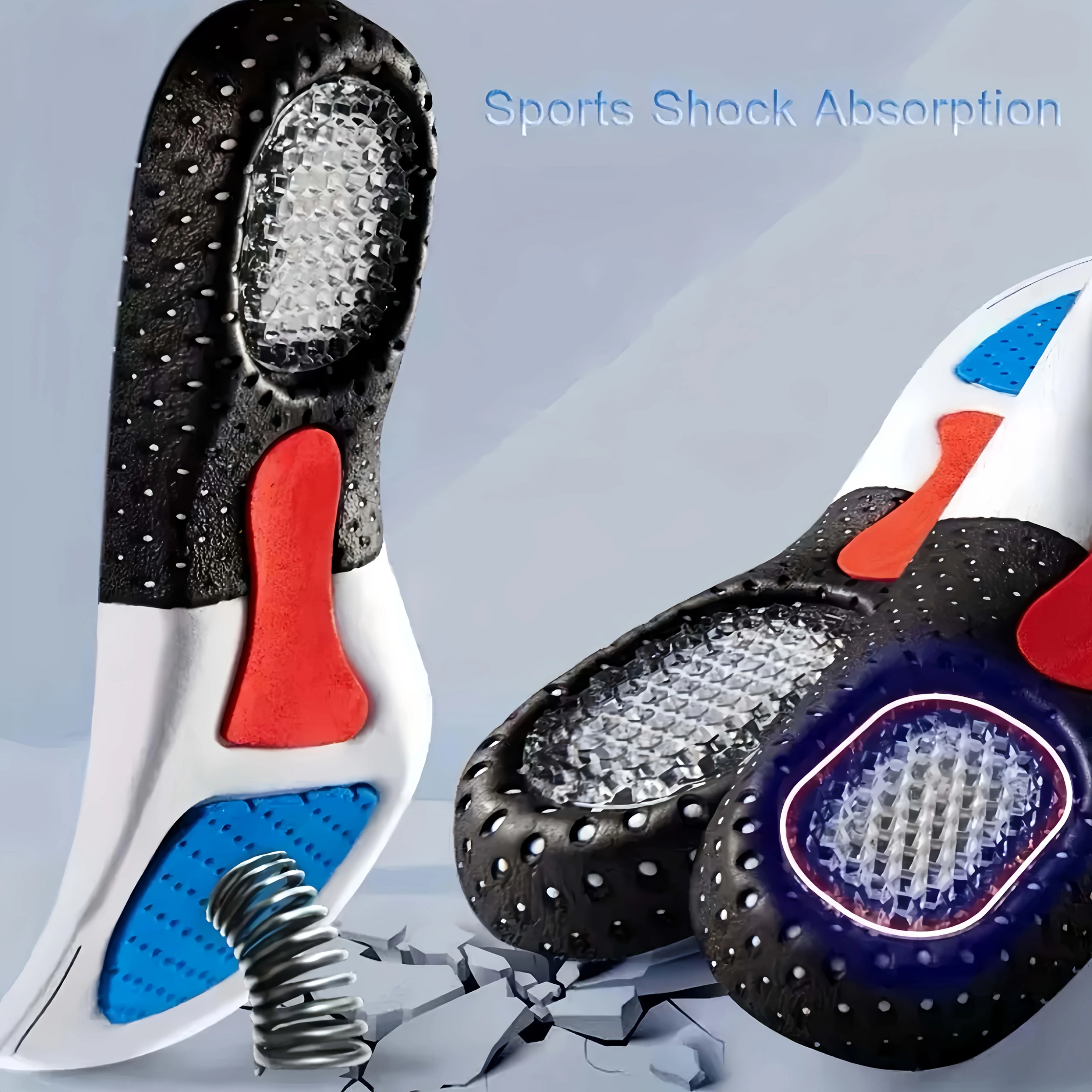 Pair of Unisex Sports Insoles Sweat-Absorbing Air Cushion Soft Sole Comfortable for Basketball And Work