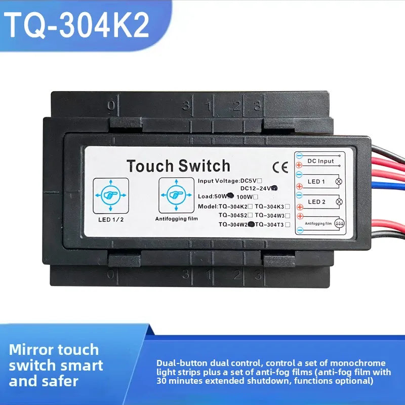 TQ-304 Smart Bathroom Mirror Light Touch Switch, 12V/24V Auto-Dimming Glass Sensor Module (LED Accessories)