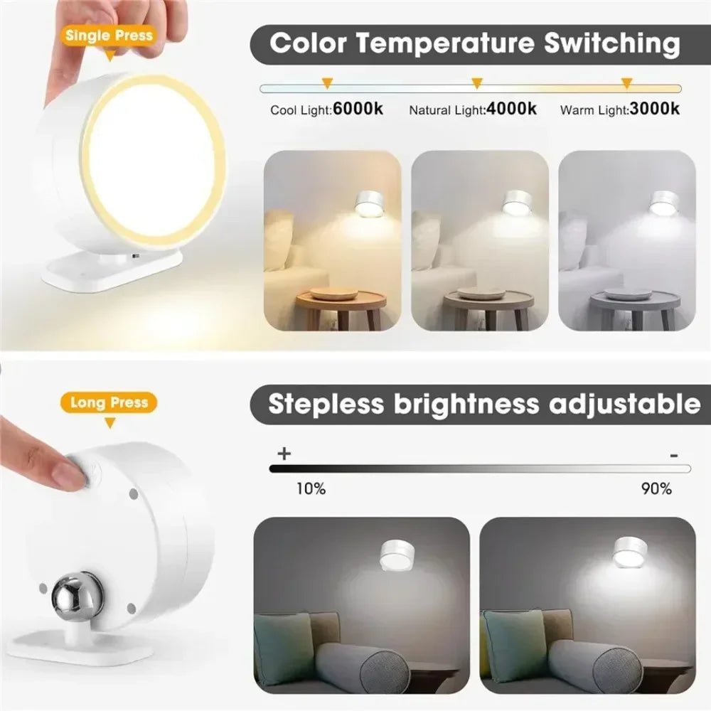 Smart Remote Control & Magnetic USB LED Wall Light,3 Mode Dimmable Cordless Touch Night Lamp for Bedside,Wardrobe,Hallway,Stairs