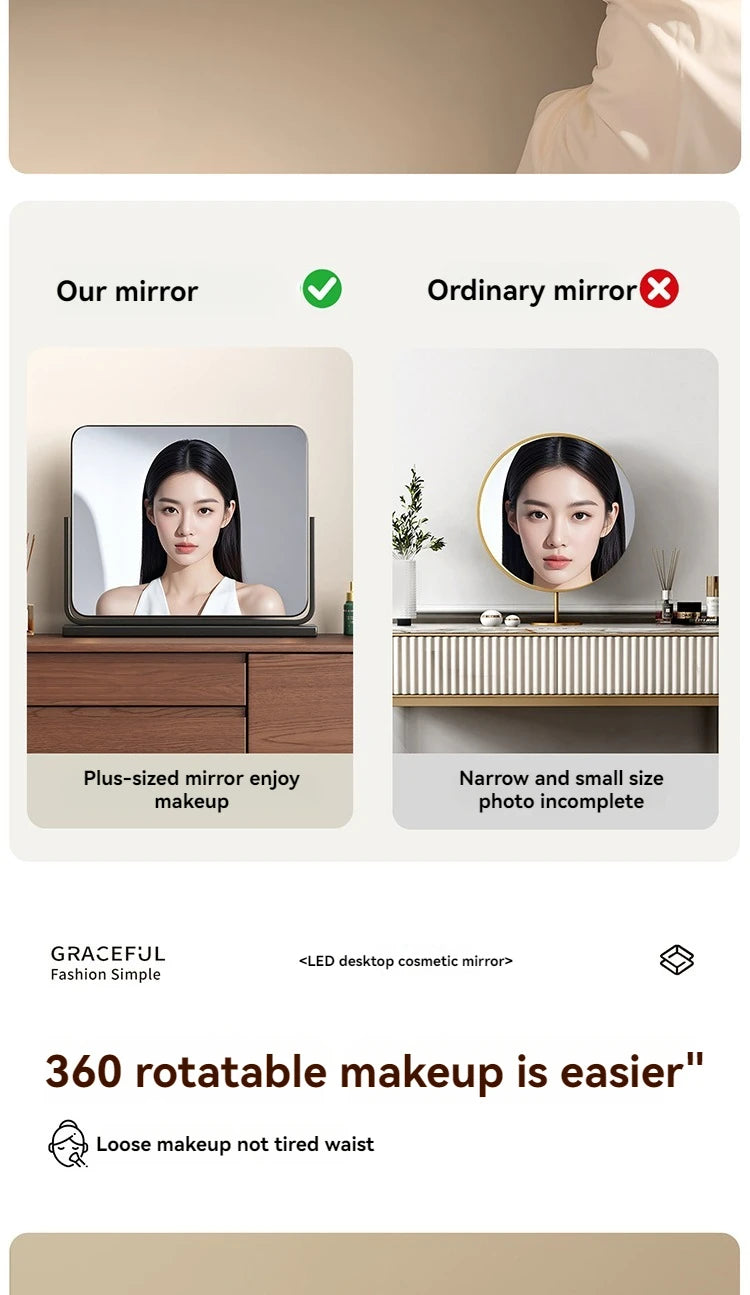 Lighted Vanity Mirror, LED Makeup Mirror with Lights, Hollywood Mirror for Tabletop Dressing
