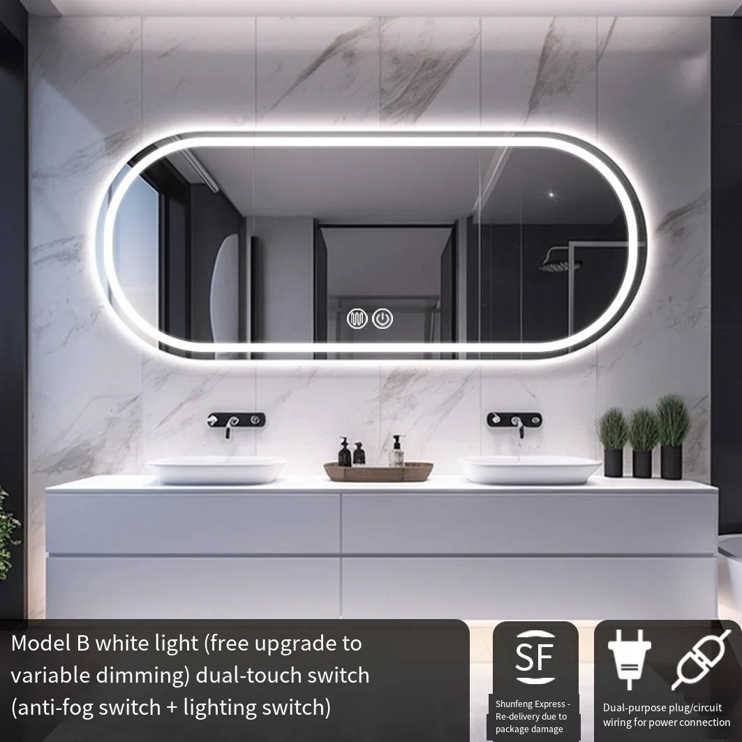 Lighted LED Bathroom Mirror,Wall Mounted Dimmable 3 Colors Makeup Mirror with Bright Back Lit - Smart Mirror Anti Fog with Touch