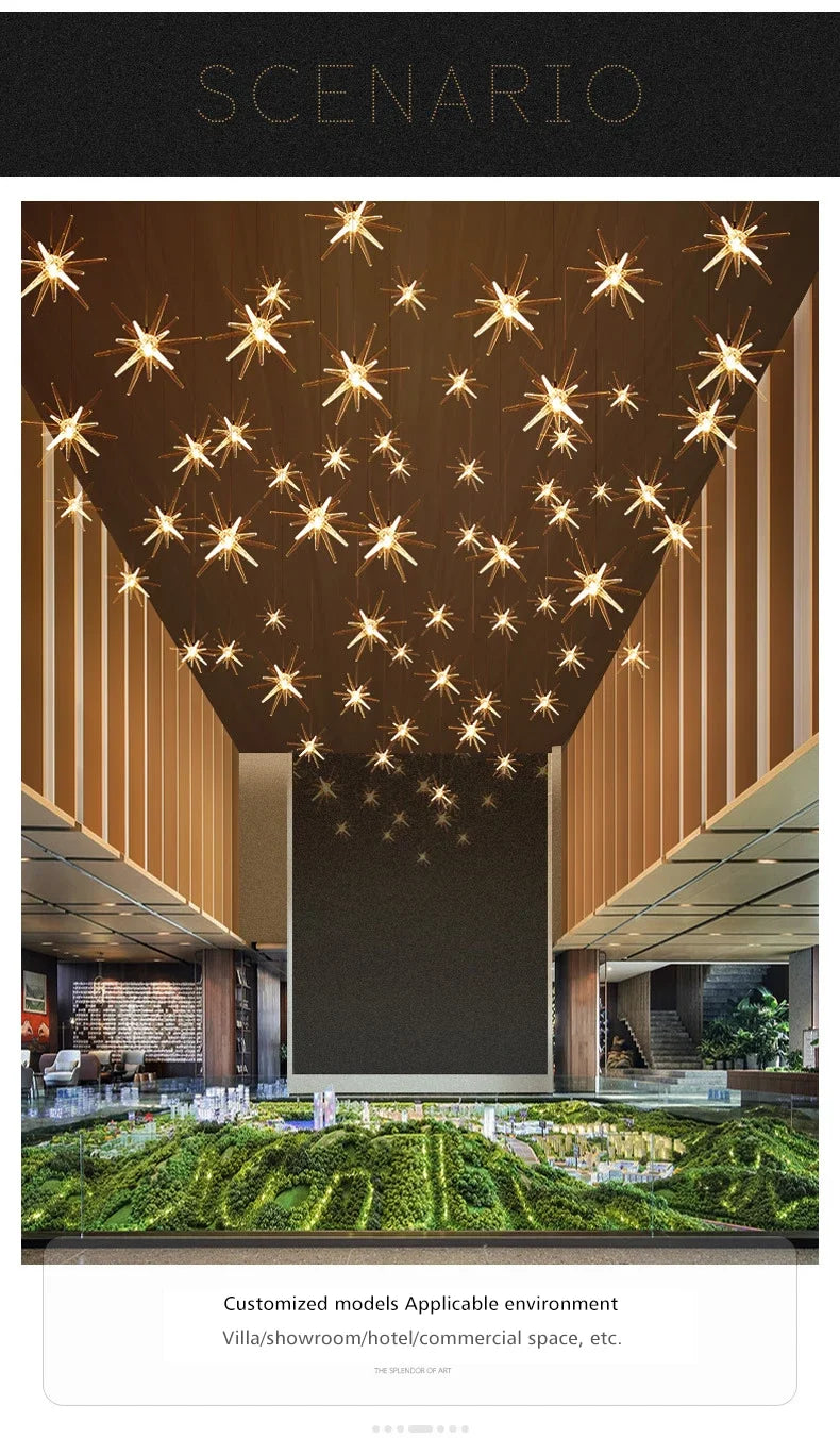 Lustre Attic Kitchen Hotel Led Ceiling Chandelier for Dining Decor Living Room Lamps Modern Meteor Shower Indoor Pendant Light