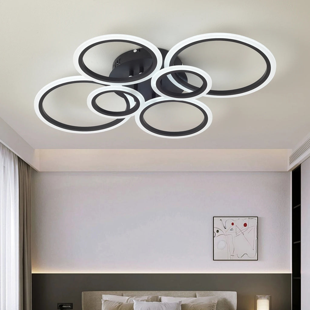 Modern Ring LED Ceiling Light Indoor Lighting Glossy Acrylic Dimmable Light Bedroom Living Room Ceiling Light Modern Home Decor