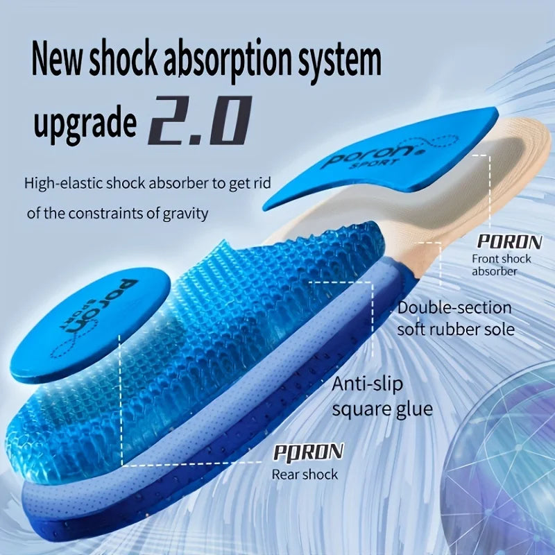 1 Pair Silicone Basketball Sports Insoles - Shock Absorption Sweat-Absorbing Breathable Air Cushion Soft Shoe Pads for Men Women