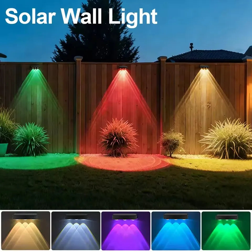 1-2pcs Solar Wall Lamp Outdoor Waterproof Solar Fence Lights Warm White & RGB Solar Powered Light for Garden Yard Decor Lighting
