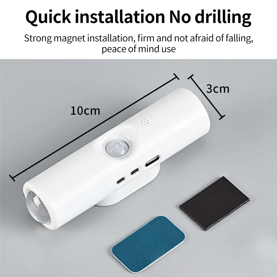 Motion Sensor LED Night Light RGB Tricolor Magnetic Wall Lamp Rechargeable Ambient Lamp for Bedroom Cabinet Hallway Stairs Decor