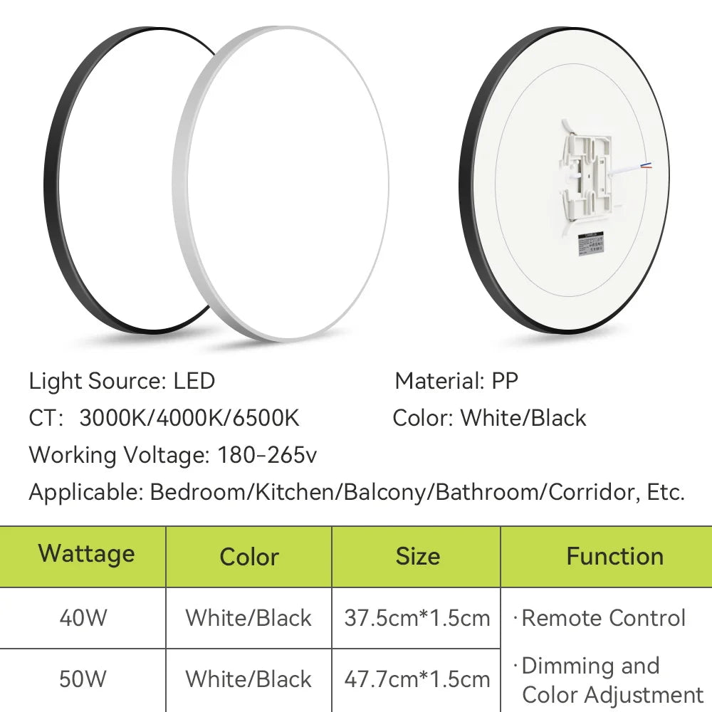 Smart Led Ceiling Light 30W 40W 50W Dimmable Modern Led Ceiling Lamps with Remote Control Led Lights for Room Living Room