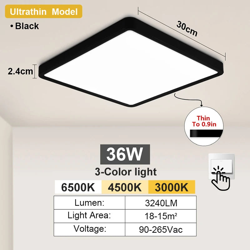 23/30cm Modern LED Ceiling Light Waterproof Dustproof Triple Proof for Kitchen Bedroom Bathroom Living Room Indoor Home Lighting