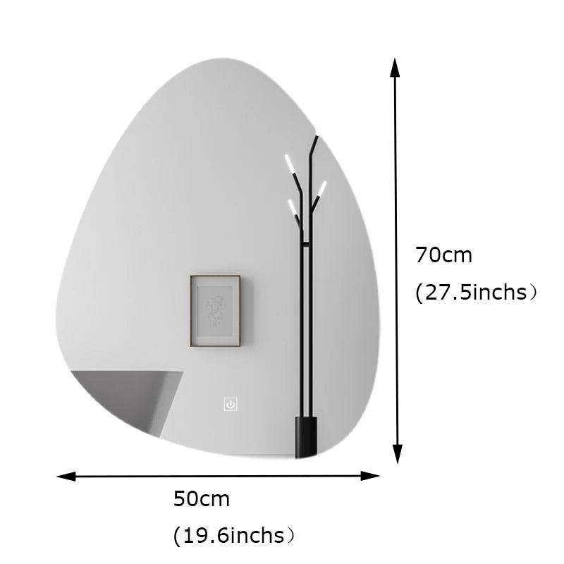 Upright Irregular Bathroom Mirror Smart 3 Color Adjustable LED Multifunction LIght With Bluetooth Speaker For Hotel Cloakroom