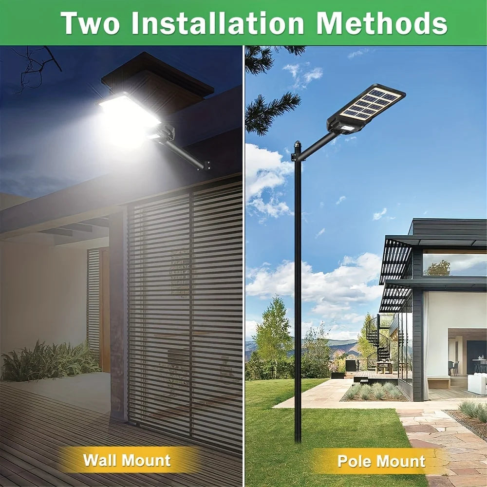 Motion Sensor Solar Outdoor Lights Double Side 200W 70000LM LED Garden Floodlights Dimmable Remote Control Street Lamp