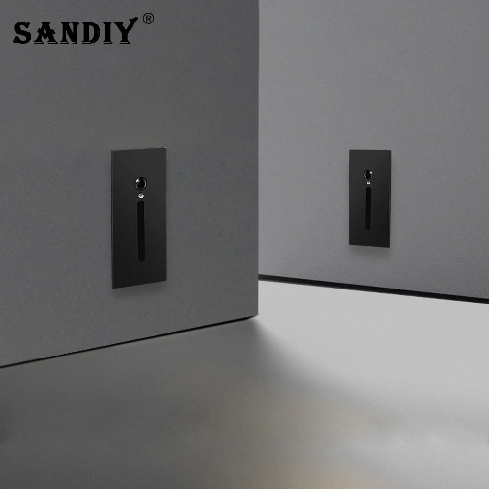 SANDIY Smart Light Intelligent Sensor Lamp Wall Embedded Led for House Step&Stair Foyer Balcony Home Ladder Lighting with Box 3W